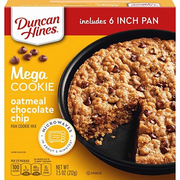 Duncan Hines Mega Cookie Oatmeal Chocolate Chip Pan Cookie Mix, 7.5 OZ
