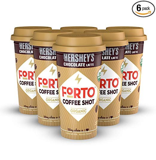 Coffee Shots - 100mg Caffeine, Hershey's Latte, High Caffeine Cold Brew Coffee, Bottled Fast Coffee Energy Boost, 6 Pack