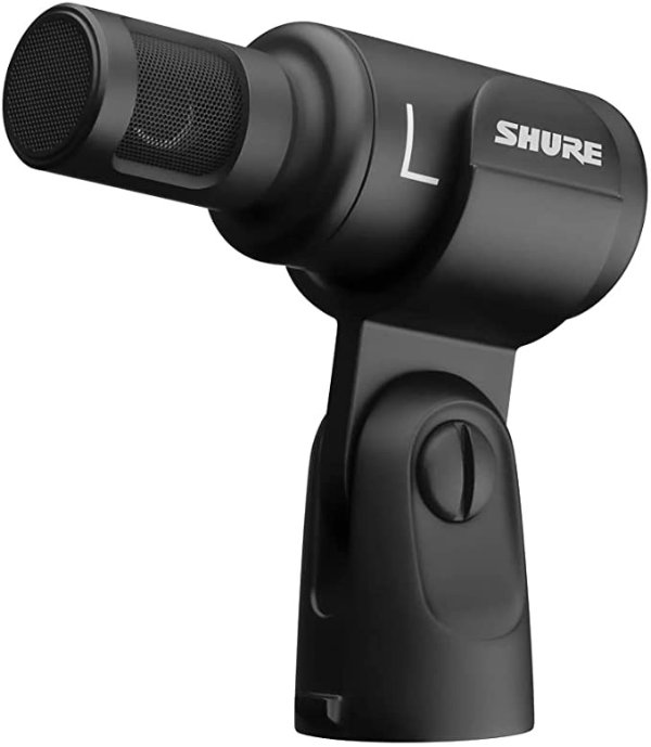Shure MV88+ Stereo USB Microphone - Condenser Microphone for Streaming and Recording Vocals & Instruments, Mac & Windows Compatible, Real-Time Headphone Monitoring Output, Travel Friendly - Black