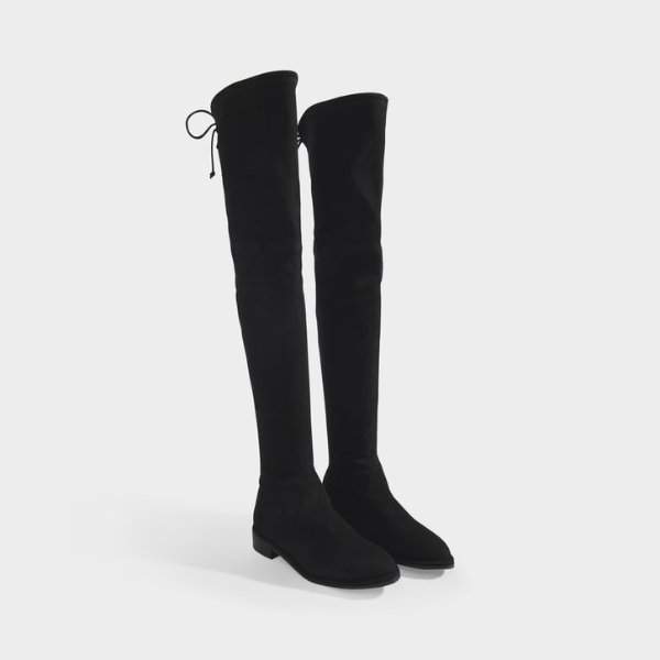 Lowland High Boots in Black Stretch Suede
