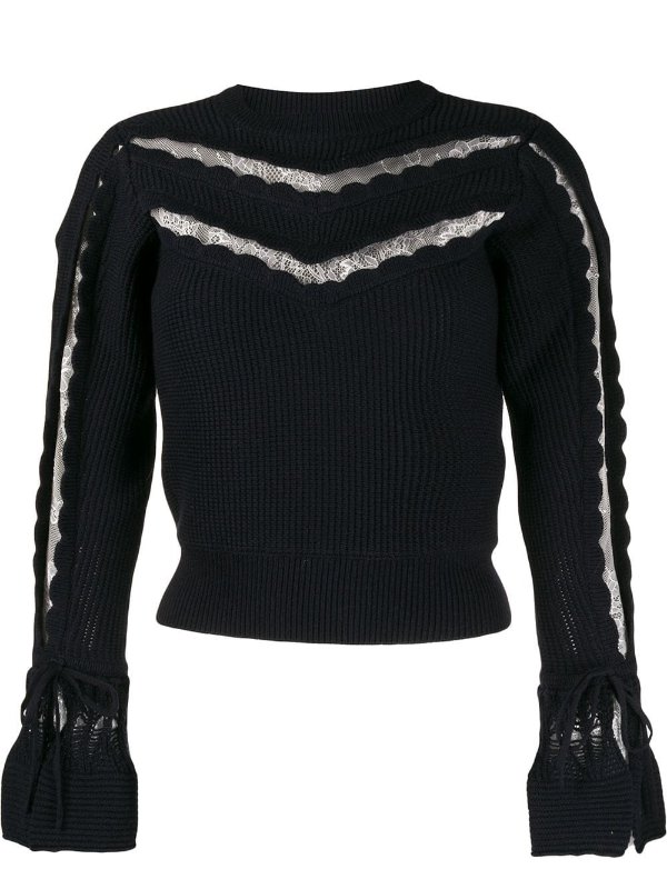 scallop-trim knitted top