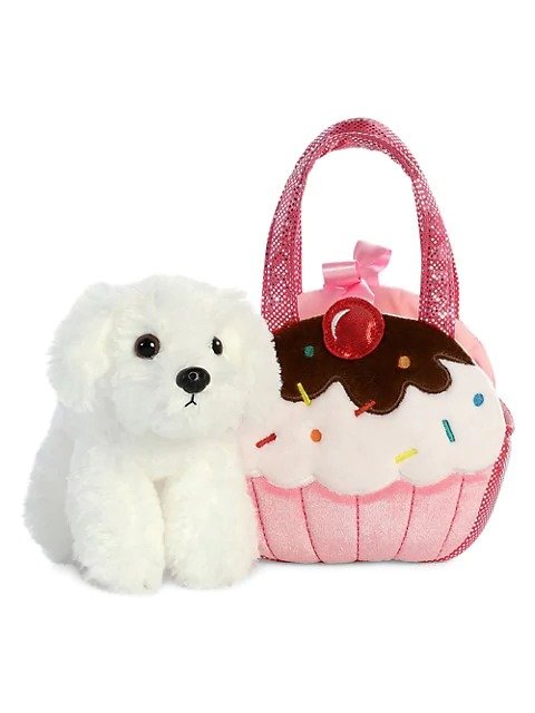 Girl's 2-Piece Cupcake Bag & Dog Plush Set