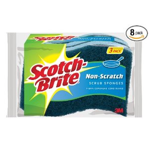 Scotch-Brite Scrub Sponge, Non-Scratch, 3-Count (Pack of 8)