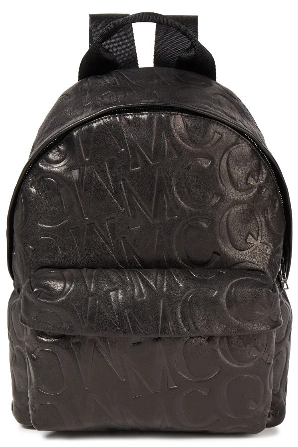 Logo-embossed leather backpack