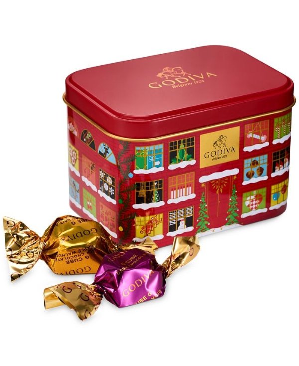 Holiday Assorted Wrapped Chocolate Truffle Tin, 15 Piece