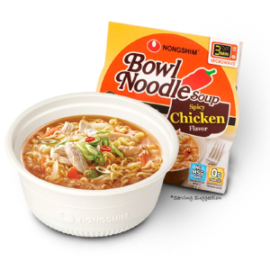 Nongshim Bowl Noodle Soup, Spicy Chicken Pack of 4