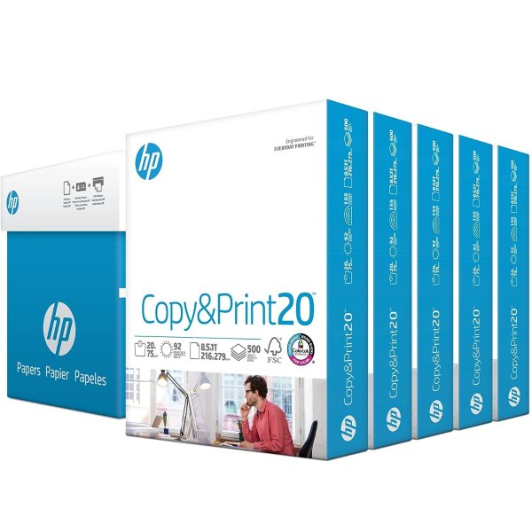 HP 8.5" x 11" 打印纸 5件装