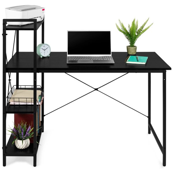 Computer Desk & 4-Tier Shelf, Modular Office Workstation - 48in