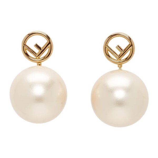 Gold Pearl 'F is Fendi' Earrings
