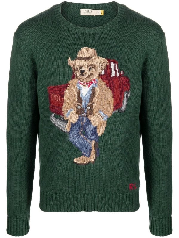 Polo Bear intarsia-knit jumper