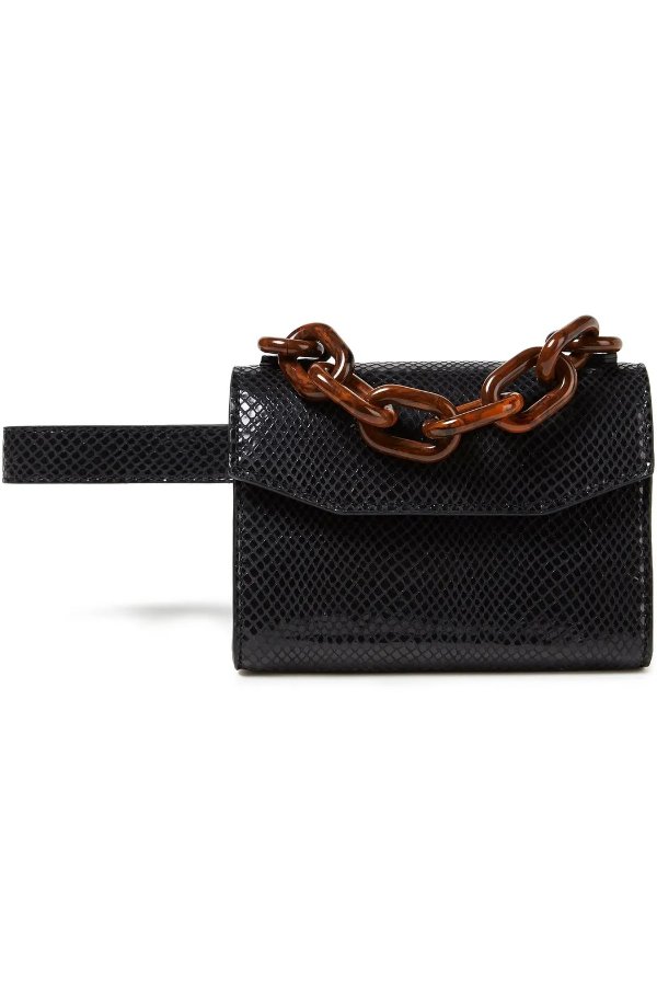Snake-effect leather belt bag