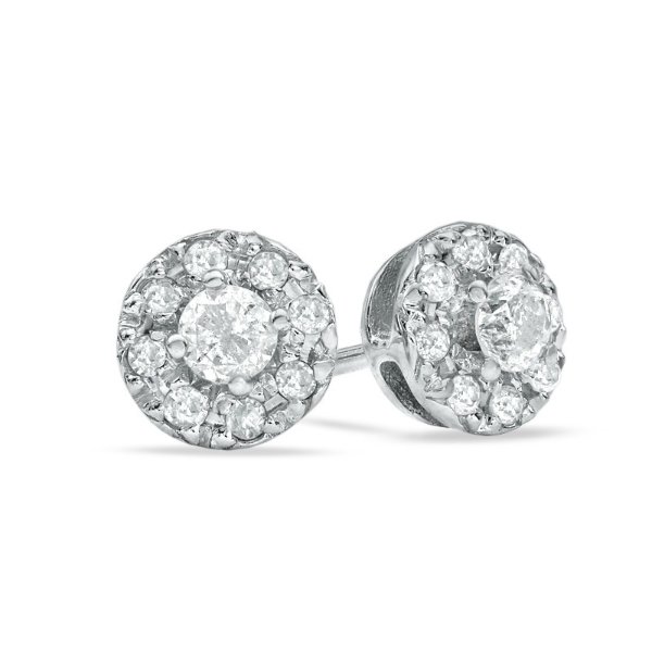 1/4 CT. T.W. Diamond Frame Stud Earrings in 10K White Gold|Zales