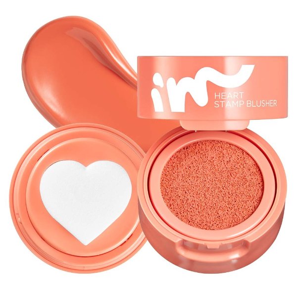 I'M Heart Stamp Blusher | A Cushion Blendable Blush with Seamless Cheek Color | 002 Crush on Coral | K-Beauty