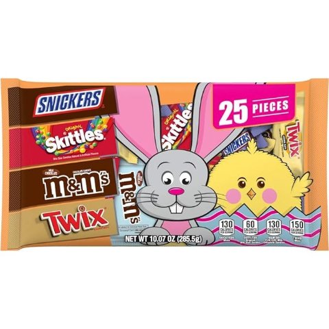 TWIX, SNICKERS, M&M'S & SKITTLES Fun Size Easter Candy Variety Pack, 10.07 oz Bag