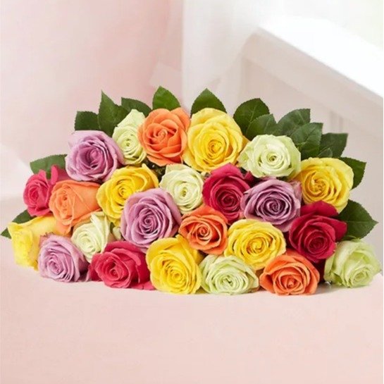 1800Flowers 24支多色玫瑰鲜花花束
