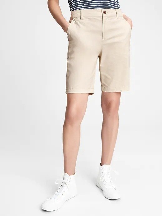 9'' Mid Rise Khaki Shorts with Washwell™