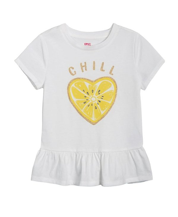 Little Girls Lemon Heart Graphic T-shirt