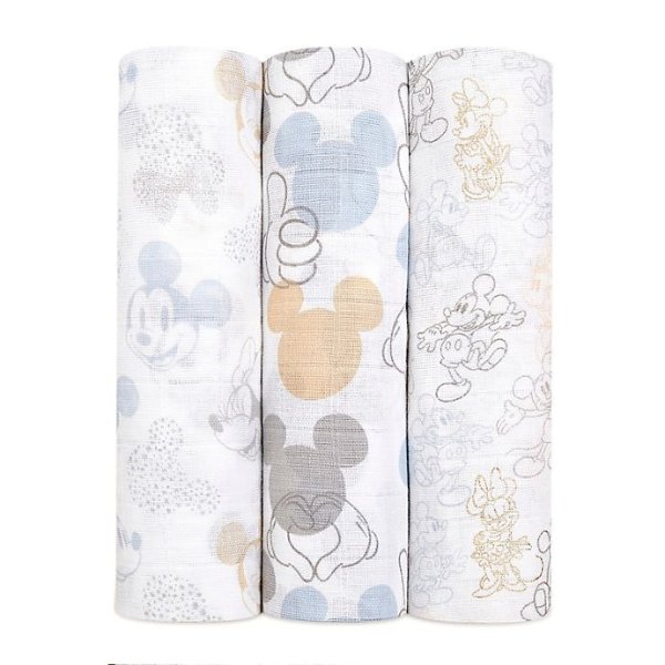 ™ Disney® 3-Pack Mickey and Minnie Swaddles in Grey | buybuy BABY
