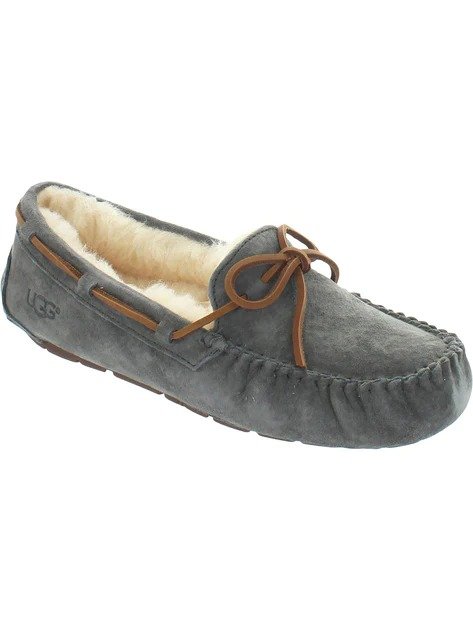 dakota womens suede sheepskin lined moccasin slippers