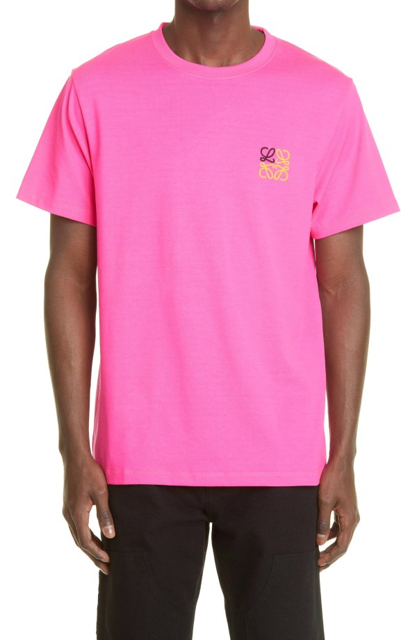 Men's Anagram Logo Embroidered Cotton Blend T-Shirt