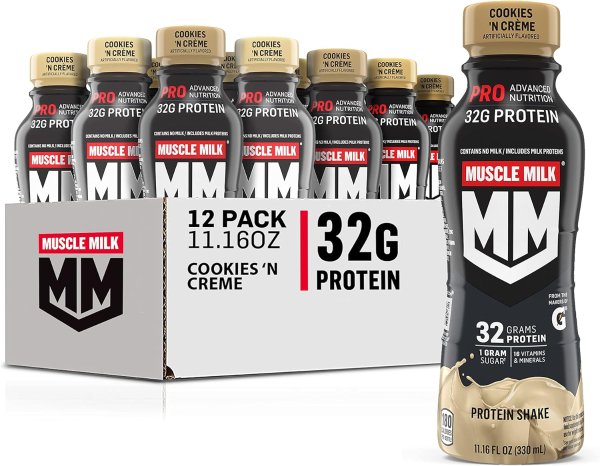 Muscle Milk Pro Series Shake, Cookies 'n Creme, 11.16 Fl Oz Bottles (Pack of 12)