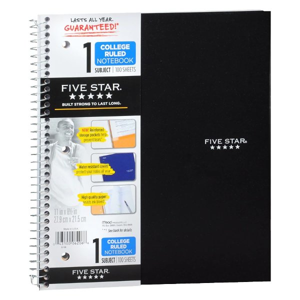 1 Subject Notebook College Ruled Assorted