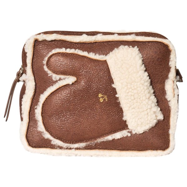 Brown Shearling Glove Crossbody Bag | AlexandAlexa