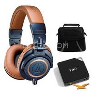 Audio-Technica ATH-M50X Blue Professional Headphones - LIMITED SPECIAL EDITION Ultimate Bundle