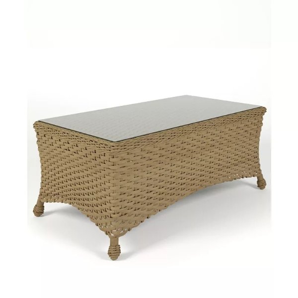 CLOSEOUT! Sorrento Woven Outdoor Rectangle Coffee Table with Glass Top
