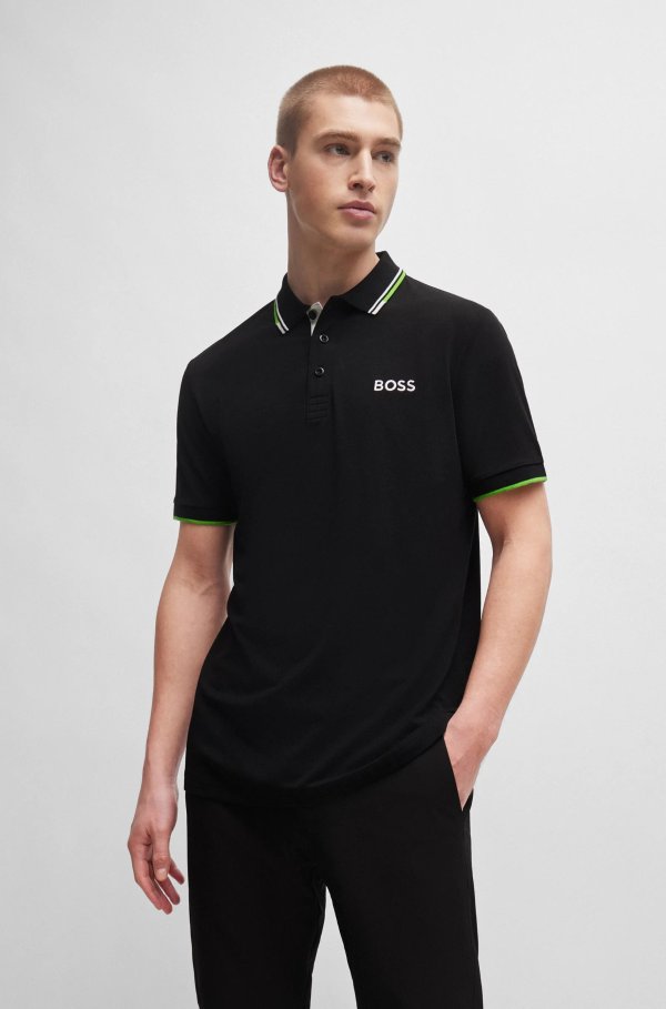 Polo shirt with contrast logos