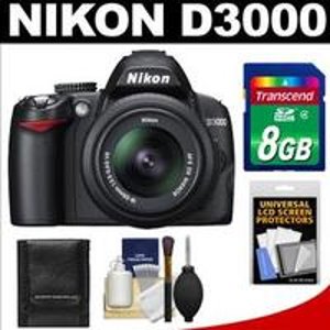 Nikon D3000 Black 10.2 MP DX-Format Digital SLR Camera with AF-S DX NIKKOR 18-55mm f/3.5-5.6G VR Lens (refurbished) 