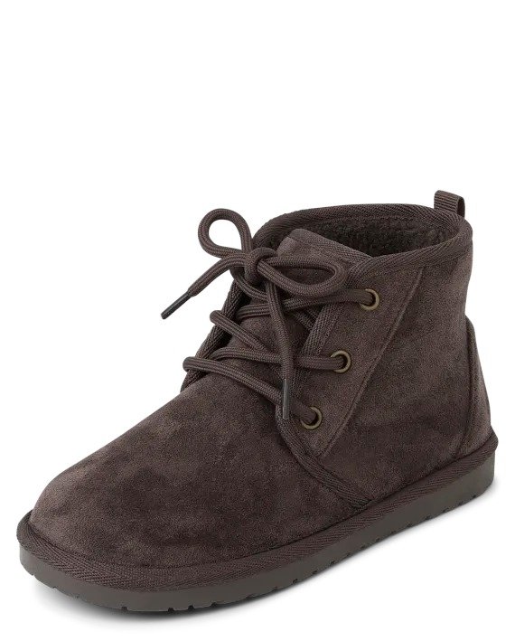 Boys Faux Suede Mid-Top Boots - dk brown