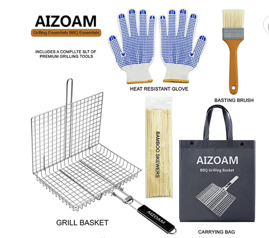 Amazon.com 现有AIZOAM 烧烤盘附带刷子，手套竹签和携带袋
