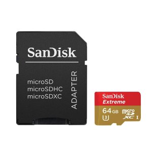 SanDisk Extreme 64GB MicroSDXC UHS-1 Card with Adapter
