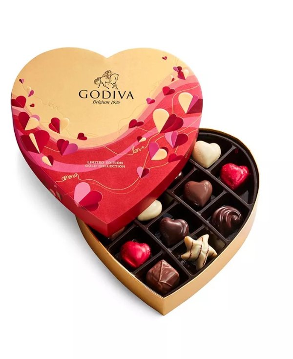 Valentine's Day Heart Assorted Chocolate Gift Box, 14 Pieces