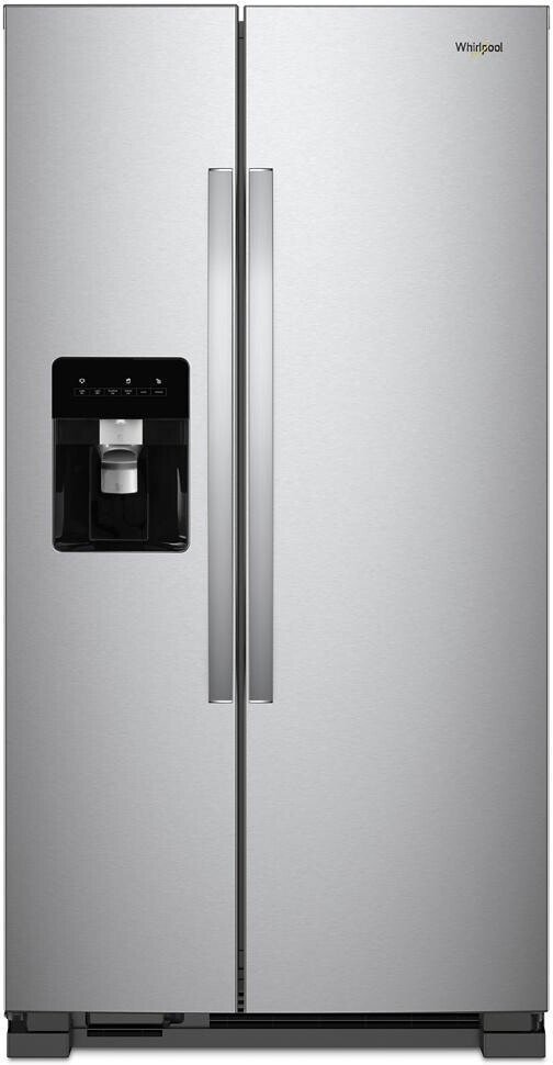 Whirlpool WRS315SDHM 36 Inch Freestanding Side By Side Refrigerator with 24.6 Cu. Ft. Total Capacity, LED Interior Lighting, Frameless Glass Shelves, Adjustable Gallon Door Bins, Factory-Installed Icemaker, and Filtered Ice/Water Dispenser: Monochromatic Stainless Steel