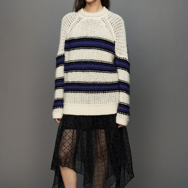 MORENA Oversize sweater in tricolor knit