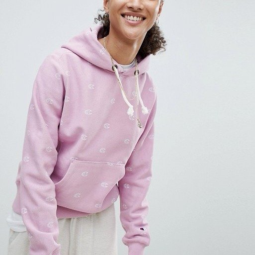Hoodie With All Over Logo Print at asos.com
