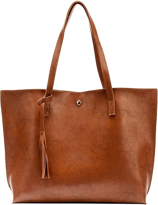 Nodykka Women Tote Bags Top Handle Satchel Handbags PU Faux Leather Tassel Shoulder Purse