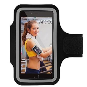 APEKX Cellphone Sports Armband: Super Comfort Fit, Ultra Slim, Soft Lycra, Gym, Running Water Resistant forfor iPhone 6 Plus/6s Plus(5.5-Inch), Samsung Galaxy S7/S7 edge(Black).