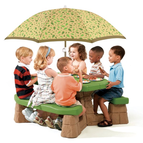 Naturally Playful Kids Picnic Table with 60-inch Umbrella