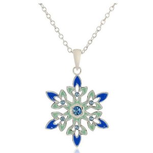 Disney Girls' "Frozen" Silver-Plated Crystal Snowflake Pendant Necklace, 18"