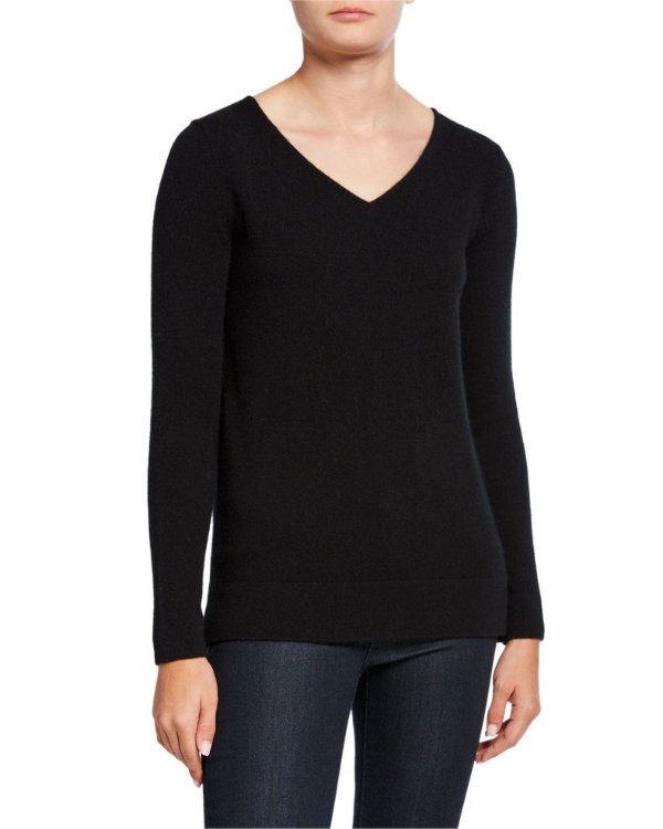 V-Neck Long-Sleeve Modern Cashmere Sweater