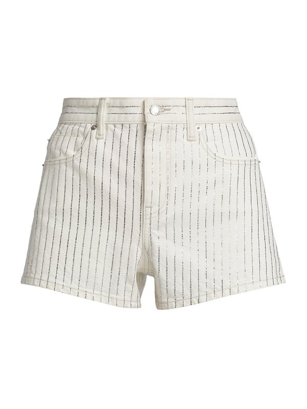 Bite Crystal-Stripe Vintage Denim Shorts