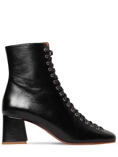 60MM BECCA LACE-UP LEATHER BOOTS