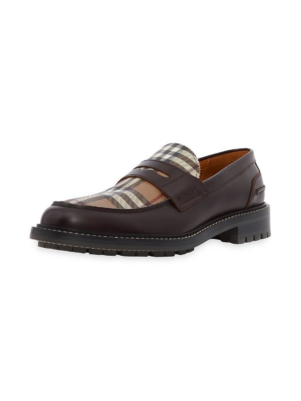 Fred Leather Check Loafers