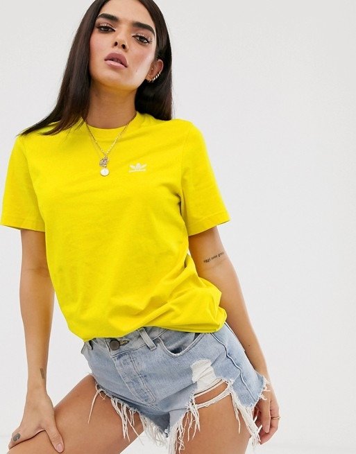 adidas Originals Essential mini logo t-shirt in yellow | ASOS