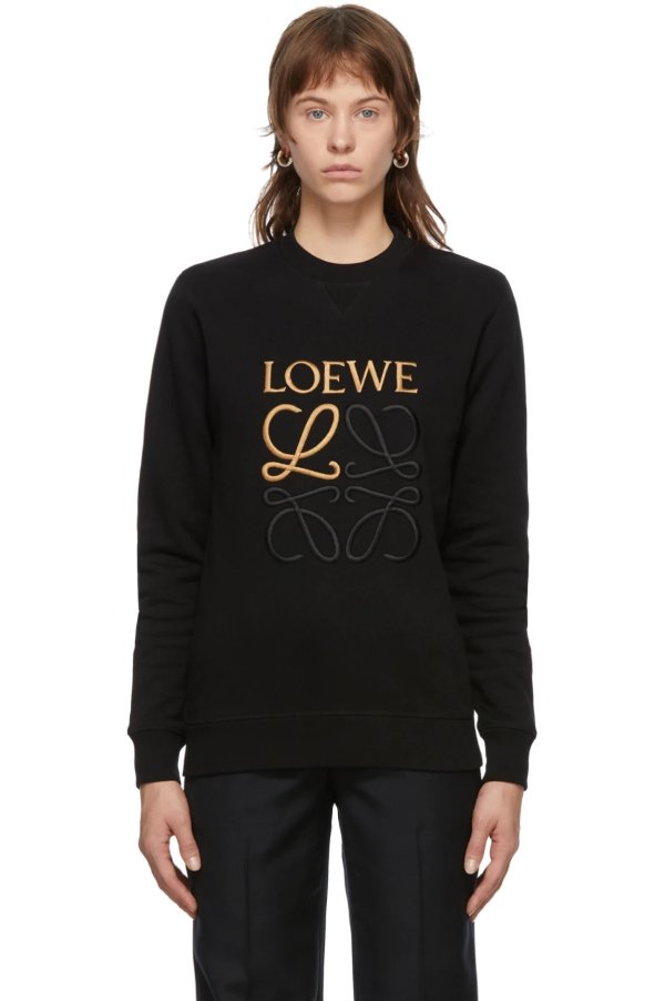 Black Embroidered Anagram Sweatshirt
