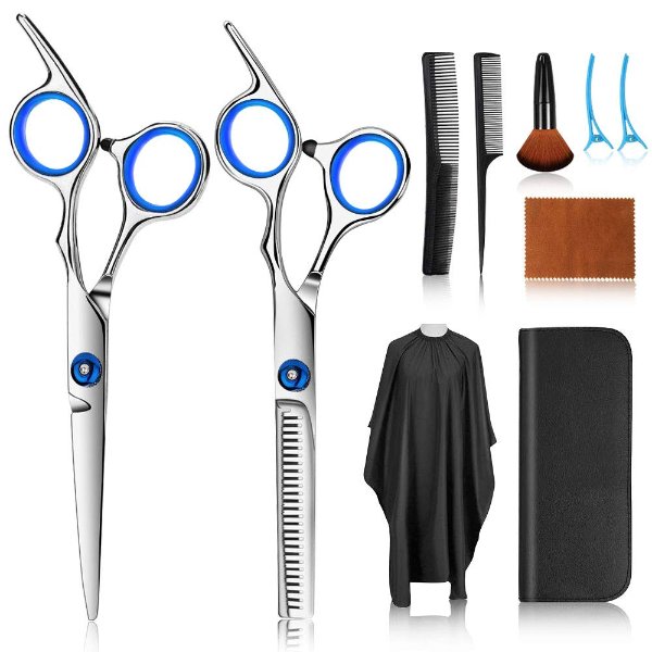 FATHABY Hair Cutting Scissors Kits, 10 Pcs Stainless Steel Hairdressing Shears Set