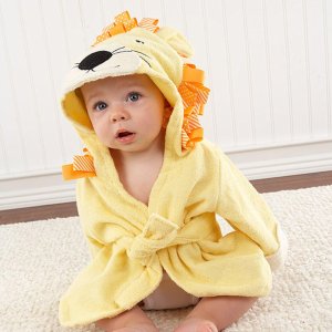 Topicker Lovely Baby Bath Time Hooded Spa Robe, Lion, 0-10 Months